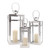 Set of Three Silver Glass Floor Candelabra Candle Holders