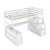 White Slat Solid Wood Twin Loft Bed With Stairs And Desk And Drawers And Drawer