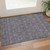 3' X 5' Navy Blue And Beige Floral Washable Area Rug With UV Protection