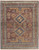 9' X 12' Blue Red and Tan Wool Geometric Hand Knotted Area Rug With Fringe