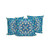 Set of Three Aqua Blue Pink And Yellow Botanical Indoor Outdoor Throw Pillow
