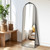 Black Aluminum Arch Freestanding Ornate Framed Accent Mirror