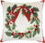 18" X 18" White Green And Red Zippered Polyester Christmas Throw Pillow