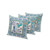 Set of Three Off White Blue And Gray Peacock Indoor Outdoor Throw Pillow