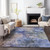 9' X 12' Blue Beige And Taupe Abstract Washable Area Rug With UV Protection