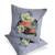 Set of Two Green Orange And Gray Flamingo Floral Indoor Outdoor Throw Pillow