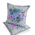 Set of Two Blue And Gray Floral Indoor Outdoor Throw Pillow