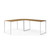 71" Natural and White Wood and Metal L Shape Writing Desk