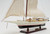 31" Black And White Solid Wood Hand Painted Model Boat Tabletop Sculpture