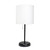 20" Black USB Table Lamp With Drum Shade