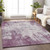 9' X 12' Plum And Ivory Abstract Washable Area Rug With UV Protection