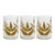 Set of Three Brown Distressed Botanical Leaf Glass Tabletop Hurricane Candle Holders