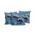 Set of Three Indigo White Aqua And Sky Blue Floral Indoor Outdoor Throw Pillow