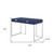 45" Navy Blue and Silver Wood and Stainless Steel Writing Desk With Two Drawers