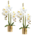Artificial Fake Orchid Flower in Copper Metal Vase