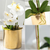 Artificial Fake Orchid Flower in Copper Metal Vase