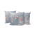 Set of Three Gray And Blue Peacock Indoor Outdoor Throw Pillow