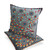 Set of Two Gray Red Blue And Yellow Peacock Floral Indoor Outdoor Throw Pillow