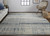8' Gray Blue and Ivory Wool Abstract Hand Knotted Runner Rug