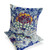 Set of Two Blue Gray Yellow And Red Sunflower Indoor Outdoor Throw Pillow