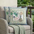 Set of Two Cream Green And Yellow Peacock Indoor Outdoor Throw Pillow