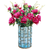 Glass Cylinder Flower Vase with  Bunch  Heads Artificial Fake Silk Rose Home Decor