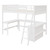White Slat Solid Wood Full Double Loft Bed with Desk and Shelves