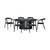 Seven Piece Black Oval Wood Dining Set with Six Chairs