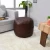 Solid Handmade Goat Leather Round Pouf (Recycled Cotton Fill)