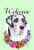 Great Dane Harlequin Uncropped - Best of Breed Welcome Flowers Garden Flag