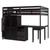 Espresso Slat Wood Full Double Loft Bed With Stairs And Desk And Drawers And Drawer