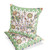 Set of Two White Green And Yellow Peacock Indoor Outdoor Throw Pillow