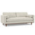 89" Cream Fabric Sofa With Brown Legs