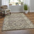 4' X 6' Ivory Gray And Brown Wool Geometric Hand Knotted Area Rug With Fringe