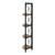 59" Brown Metal and Wood Four Tier Corner Bookcase
