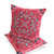Set of Two Red Gray And Blue Botanical Indoor Outdoor Throw Pillow