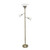 71" Antiqued Brass Metal Floor Lamp With White Glass Bowl Shade