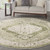 5' Beige And Green Floral Medallion Distressed Round Rug