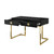 47" Black and Gold Wood and Stainless Steel Writing Desk With Two Drawers