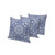Set of Three Indigo And White Eclectic Indoor Outdoor Throw Pillow