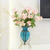 Colo Glass Floor Flower Vase with  Bunch  Heads Artificial Fake Silk Hibiscus Home Decor