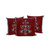 Set of Three Red And Olive Green Botanical Indoor Outdoor Throw Pillow