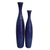 Set Of 2 Deep Indigo Blue Ceramic Tall Thin Vases