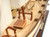 27" Brown And White Solid Wood Hand Painted Model Boat Tabletop Sculpture