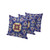 Set of Three Blue Orange And Cream Floral Indoor Outdoor Throw Pillow