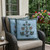 Set of Two Sky Blue And Red Botanical Indoor Outdoor Throw Pillow