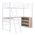 Natural And White Slat Wood And Metal Twin Loft Bed With Desk And Shelve