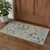 2' X 4' Ivory And Turquoise Botanical Leaves Area Rug