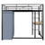 Black Four Poster Wood Full Double Loft Bed with Desk and Shelves