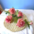Colo Glass Flower Vase with  Bunch  Heads Artificial Fake Silk Rose Home Decor